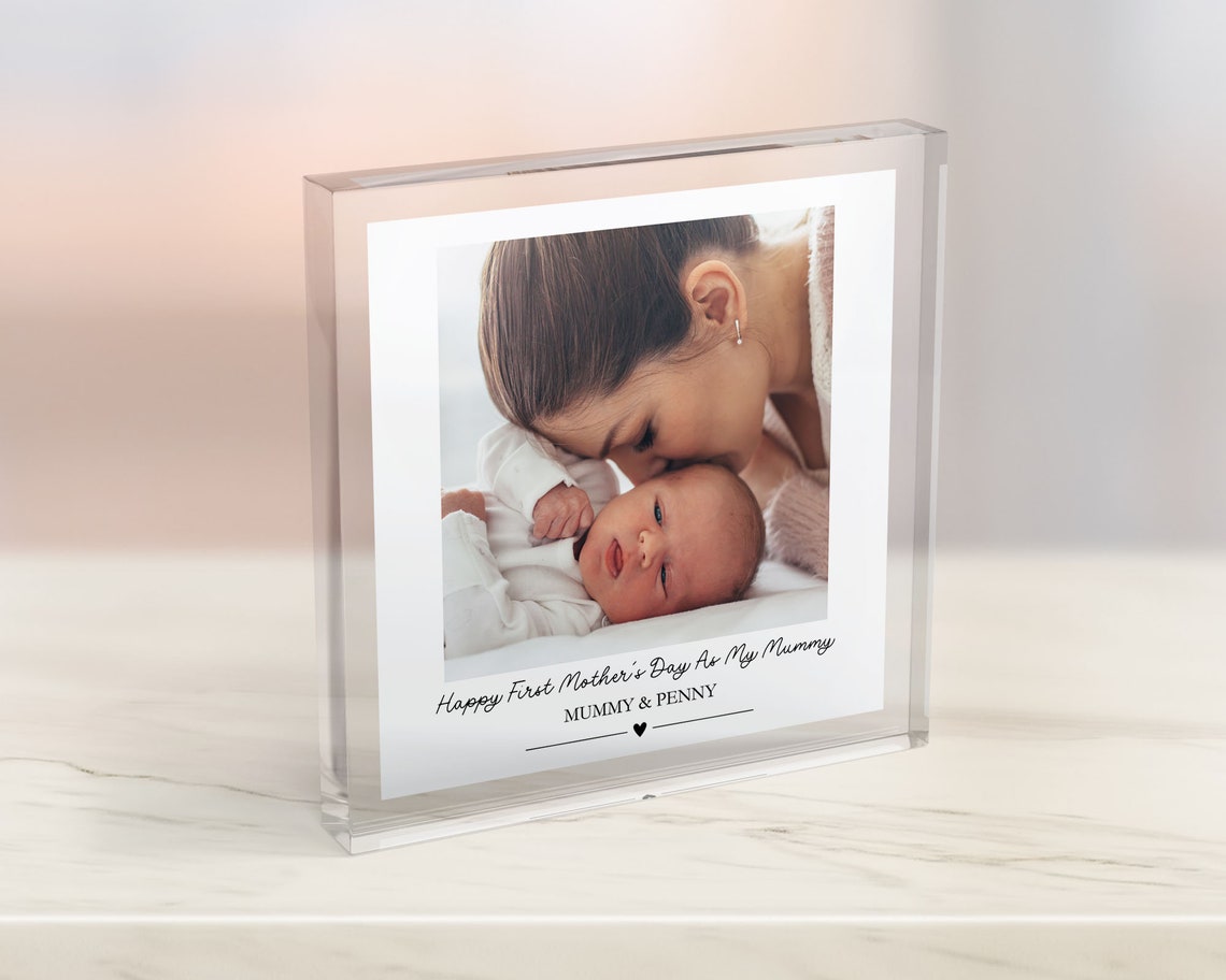 Personalised First Mothers Day Photo Acrylic Block Keepsake Print