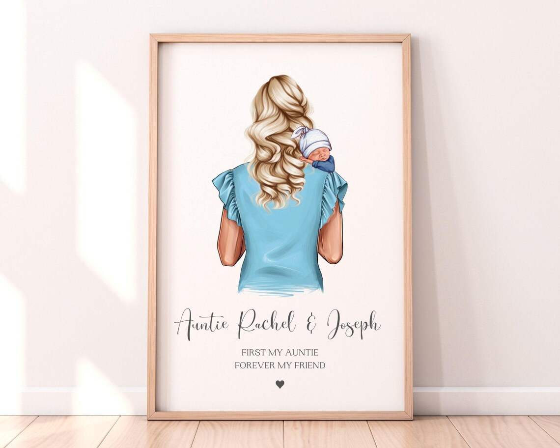 Personalised New Auntie And Baby Forever My Friend Art Print