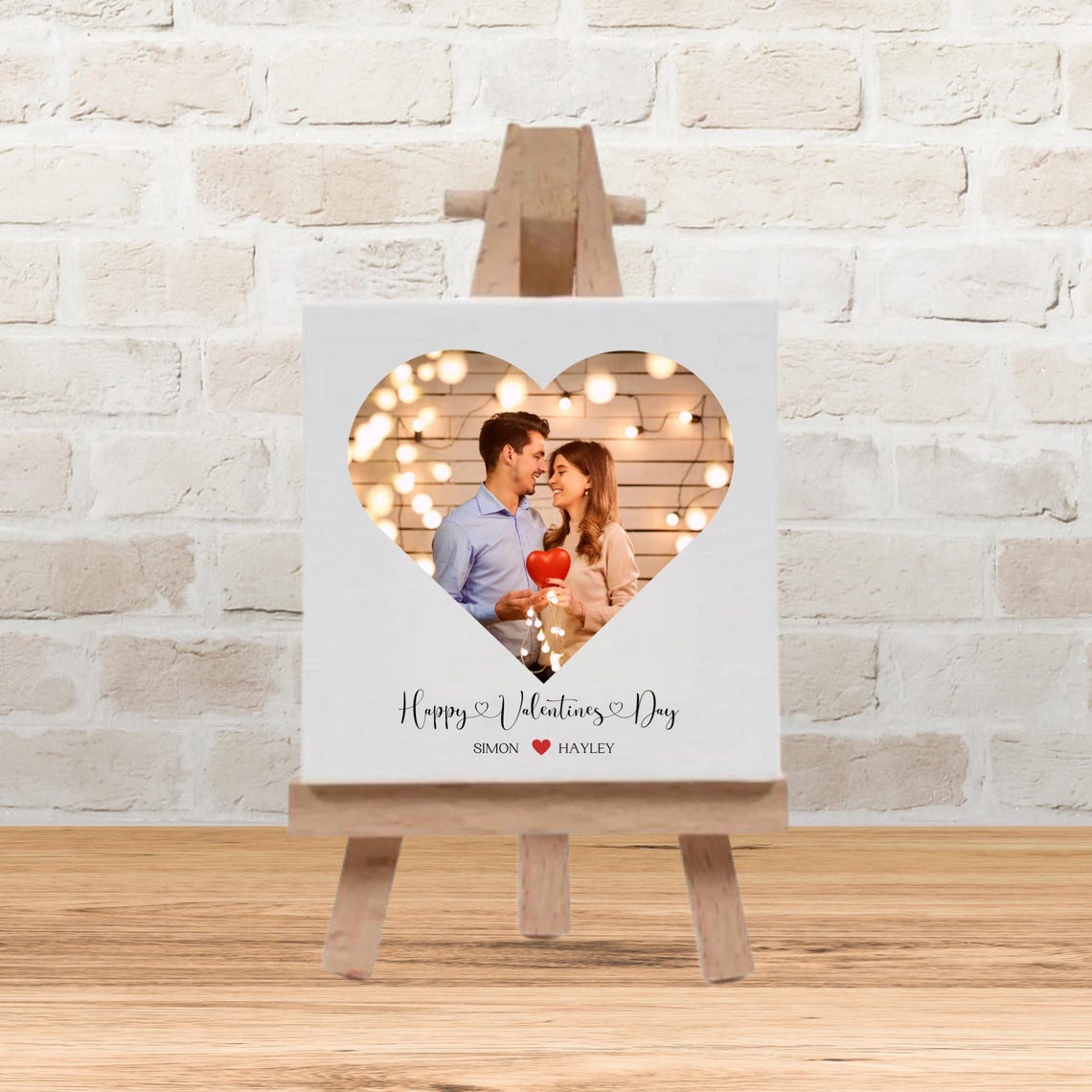 Personalised Valentines Day Heart Photo Mini Easel Keepsake Print