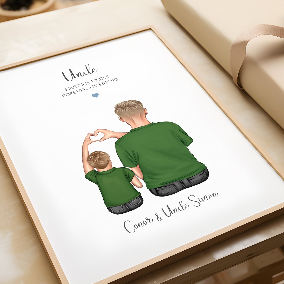 Personalized Uncle and Nephew Print with Heart Hands First My Friend