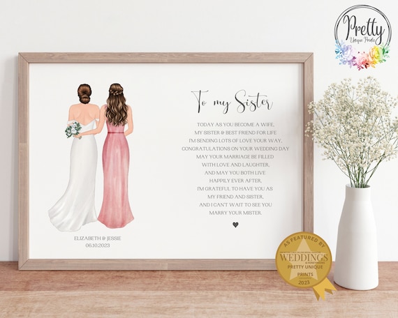 Personalised To My Sister On Her Wedding Day Bridal Poem Poster