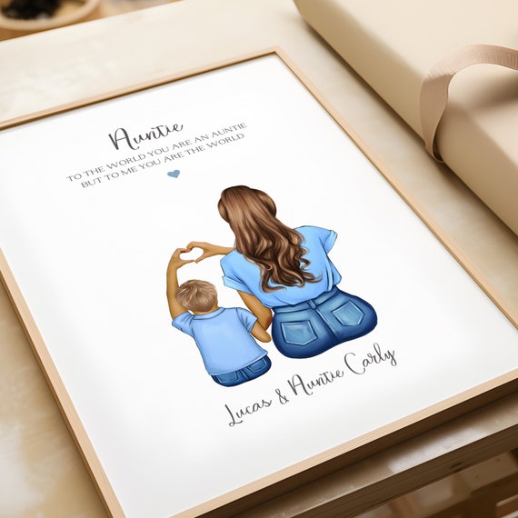 Gift For Auntie Personalised Auntie And Nephew Print Auntie Birthday Present Auntie Gifts