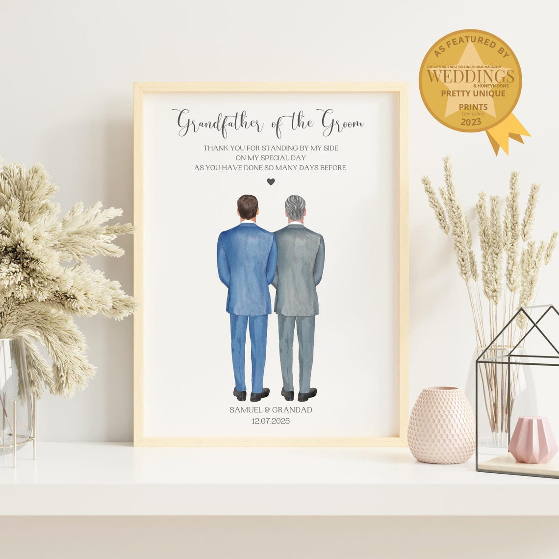 Grandad Of The Groom Gift Grandfather Of The Groom Print Grandpa Wedding Favour Grandad And Grandson Wedding Keepsake Gift For Him