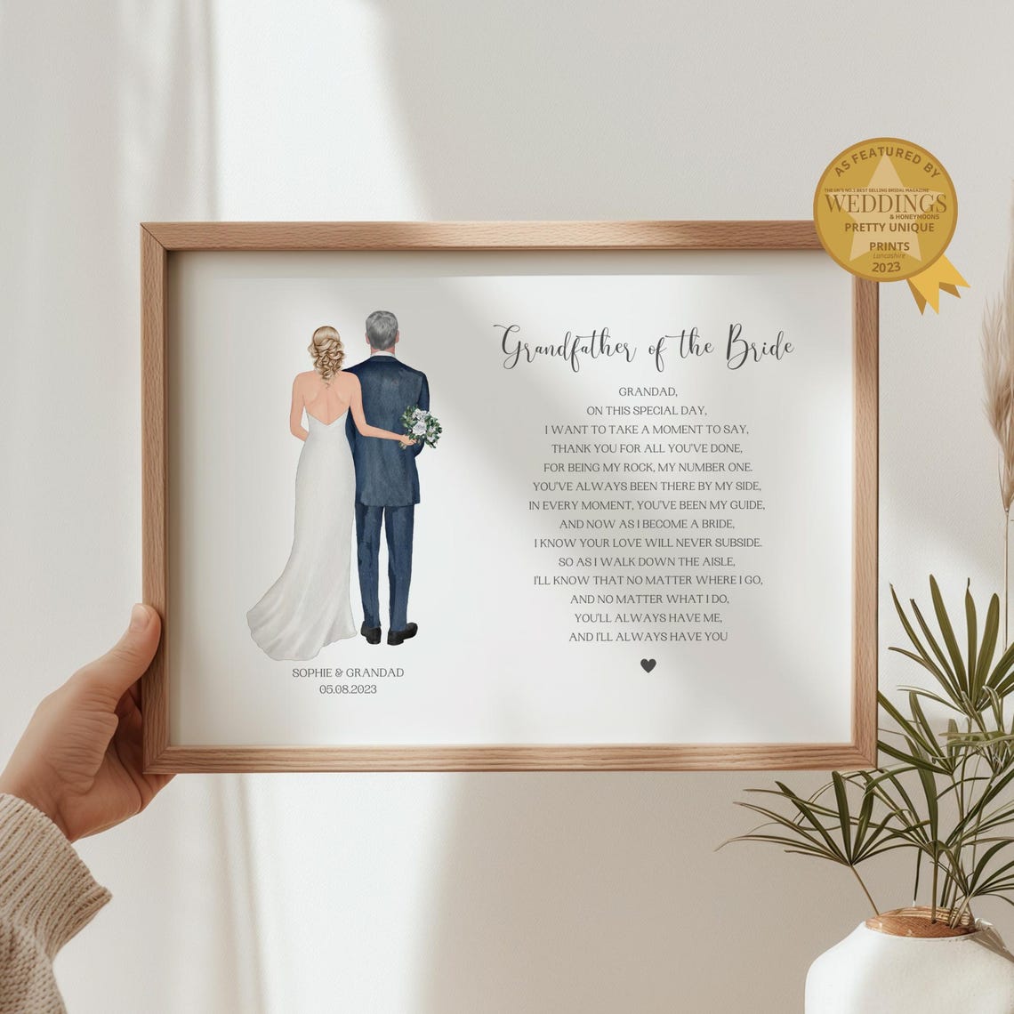Personalised Grandfather of the Bride Wedding Poem Keepsake Poster