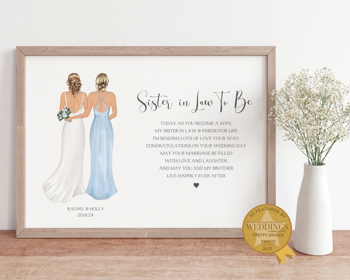 Sister in Law To Be Wedding Day Congratulations Keepsake Print