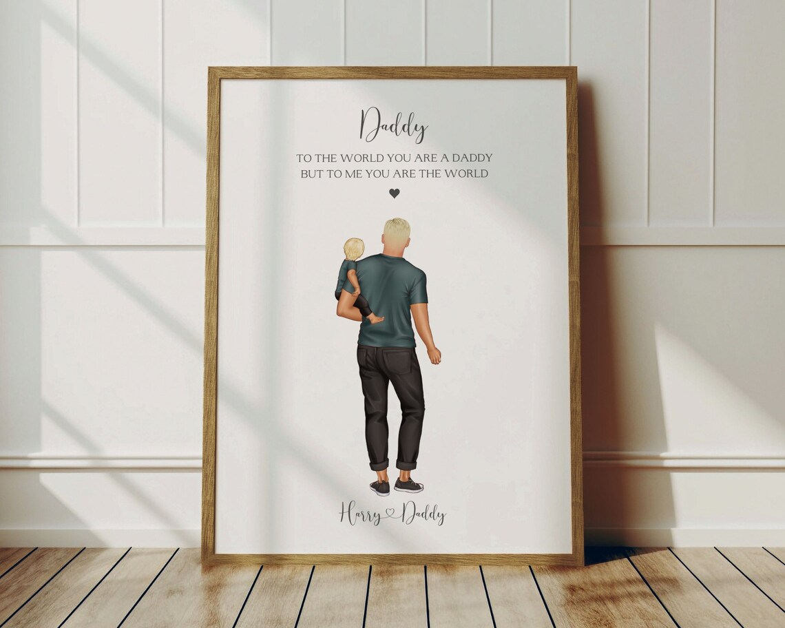 Daddy Carrying Toddler Son To Me You Are The World Quote Poster