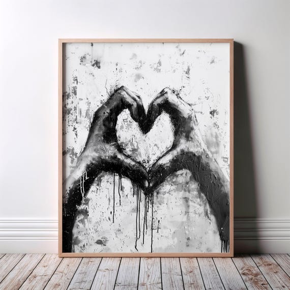 African Wall Art Poster Blackinspired Urban Black And White Illustration Heart Print Painting