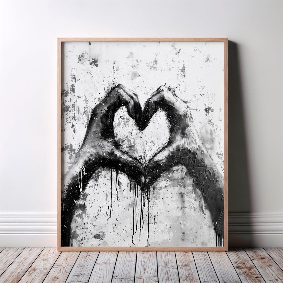 African Wall Art Poster Blackinspired Urban Black And White Illustration Heart Print Painting