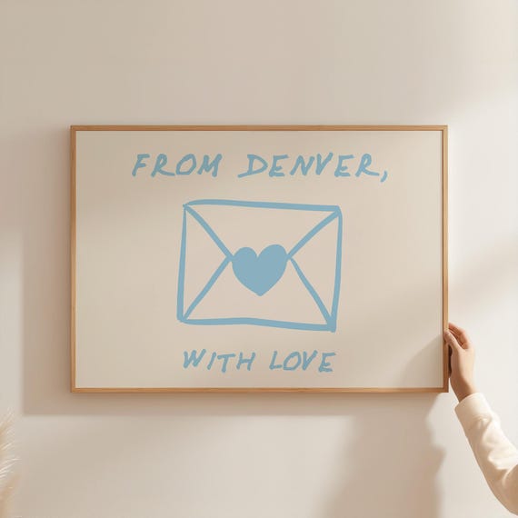 Denver Art Print Vintage Wall Trendy Home Decor Retro Poster Cute Minimalist Bedroom Blue