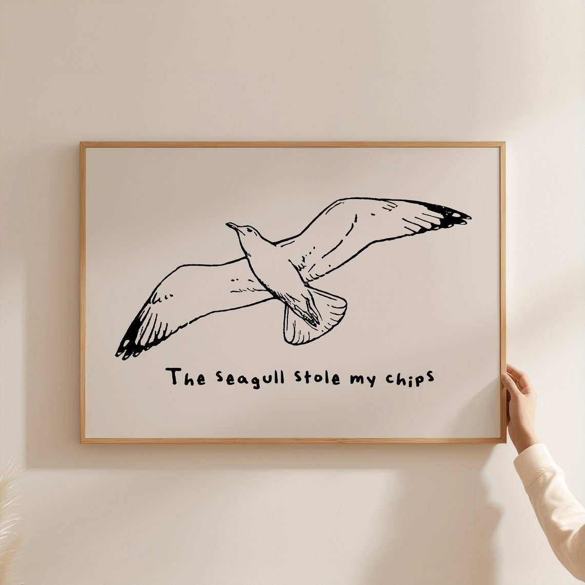 The Seagull Stole My Chips Funny Coastal Bird Sketch Quote Poster - Image 3