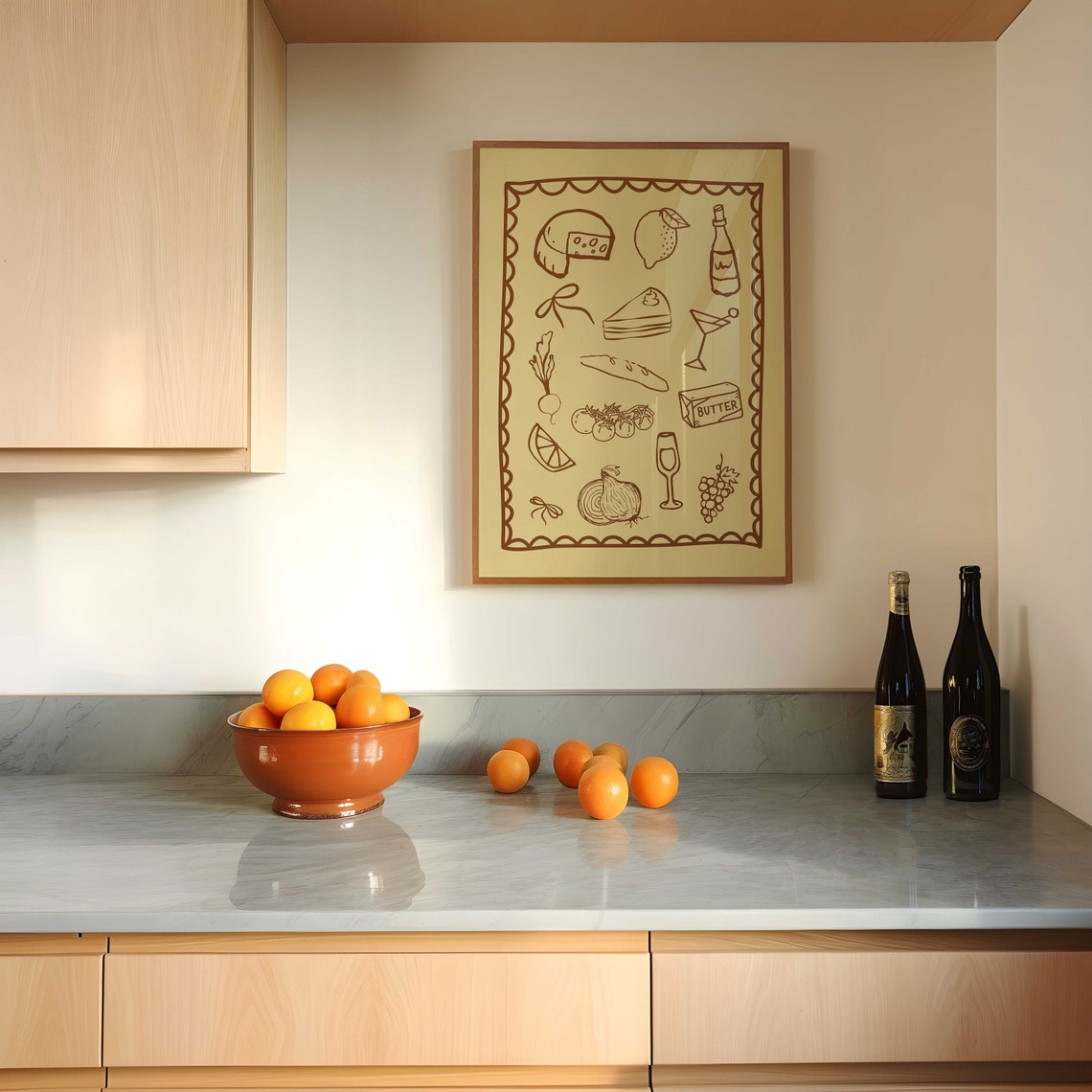Brown Kitchen Food Icons Butter Cheese Bread Art Kitchen Decor Poster - Image 3
