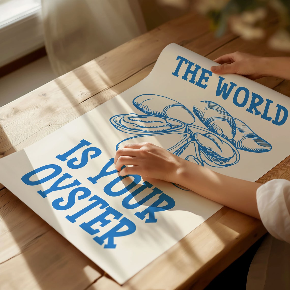 The World Is Your Oyster Blue Seafood Kitchen Kitchen Decor Poster - Image 4