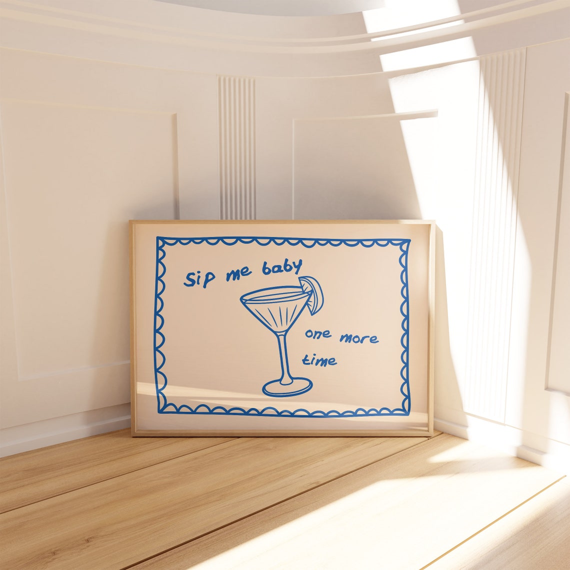 Sip Me Baby One More Time Blue Martini Horizontal Bar Poster - Image 5
