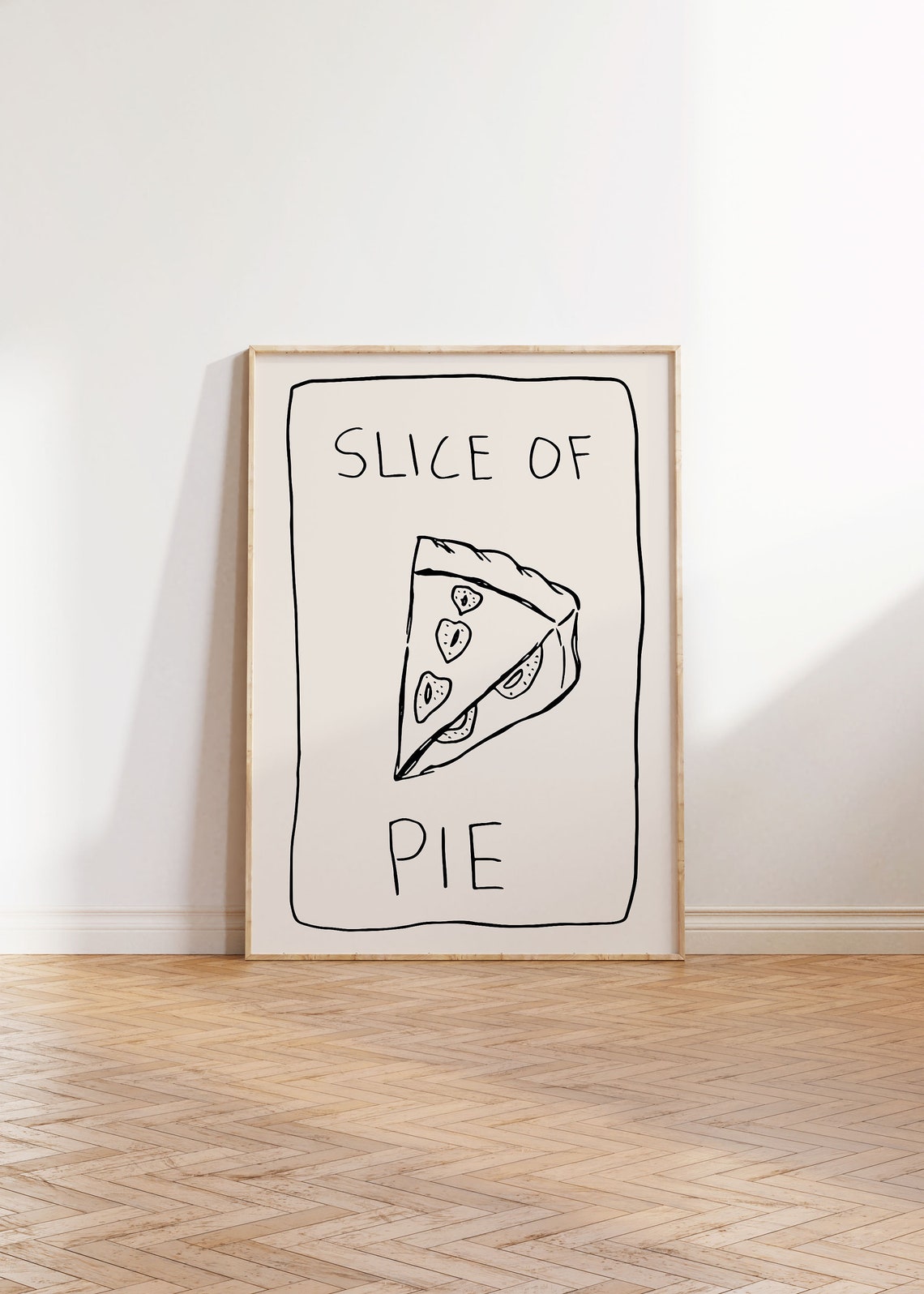 Slice of Pie Black Line Art Retro Kitchen Whimsical Dessert Poster - Image 2