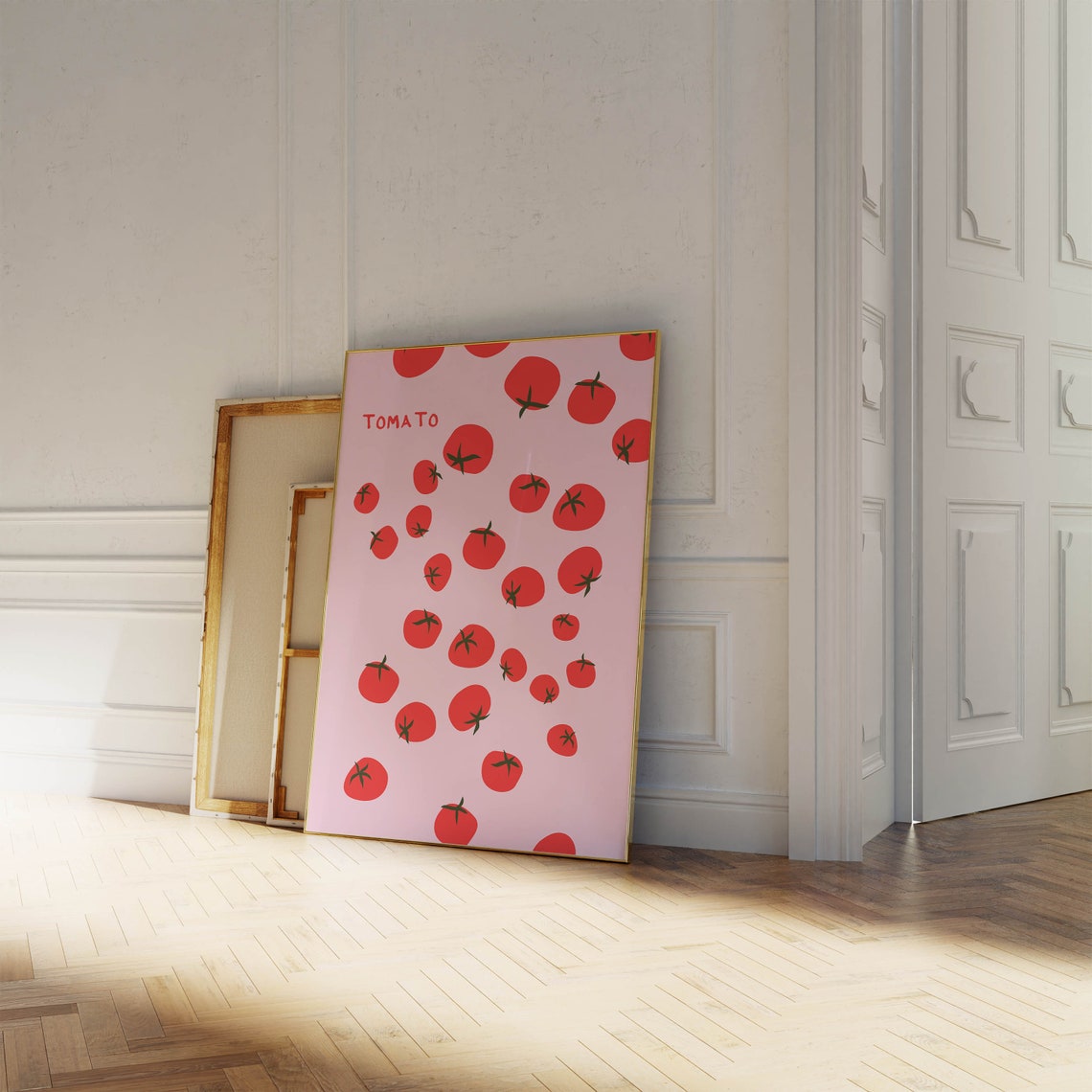 Tomato Red Pattern On Pink Playful Kitchen Food Decor Poster - Image 3