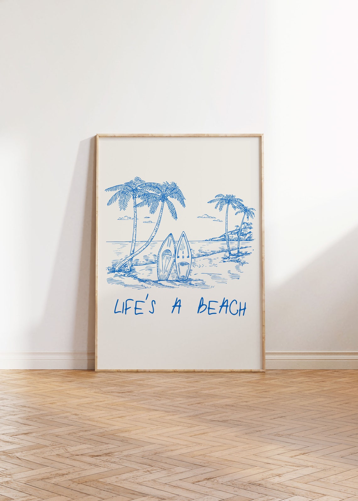 Life's A Beach Palm Trees Surfboard Coastal Art Home Decor Poster - Image 2