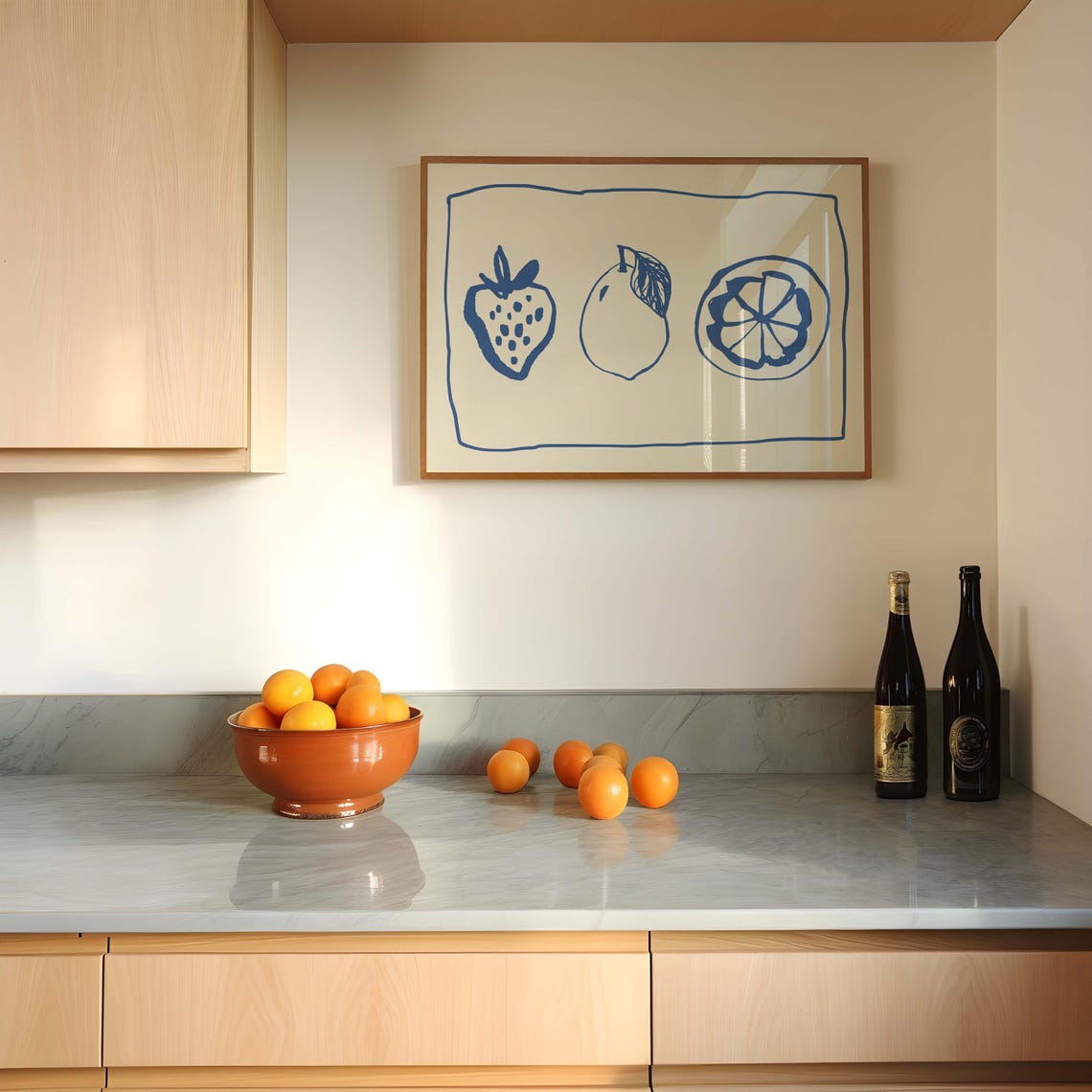 Blue Strawberry Lemon Citrus Fruit Trio Retro Kitchen Poster - Image 3