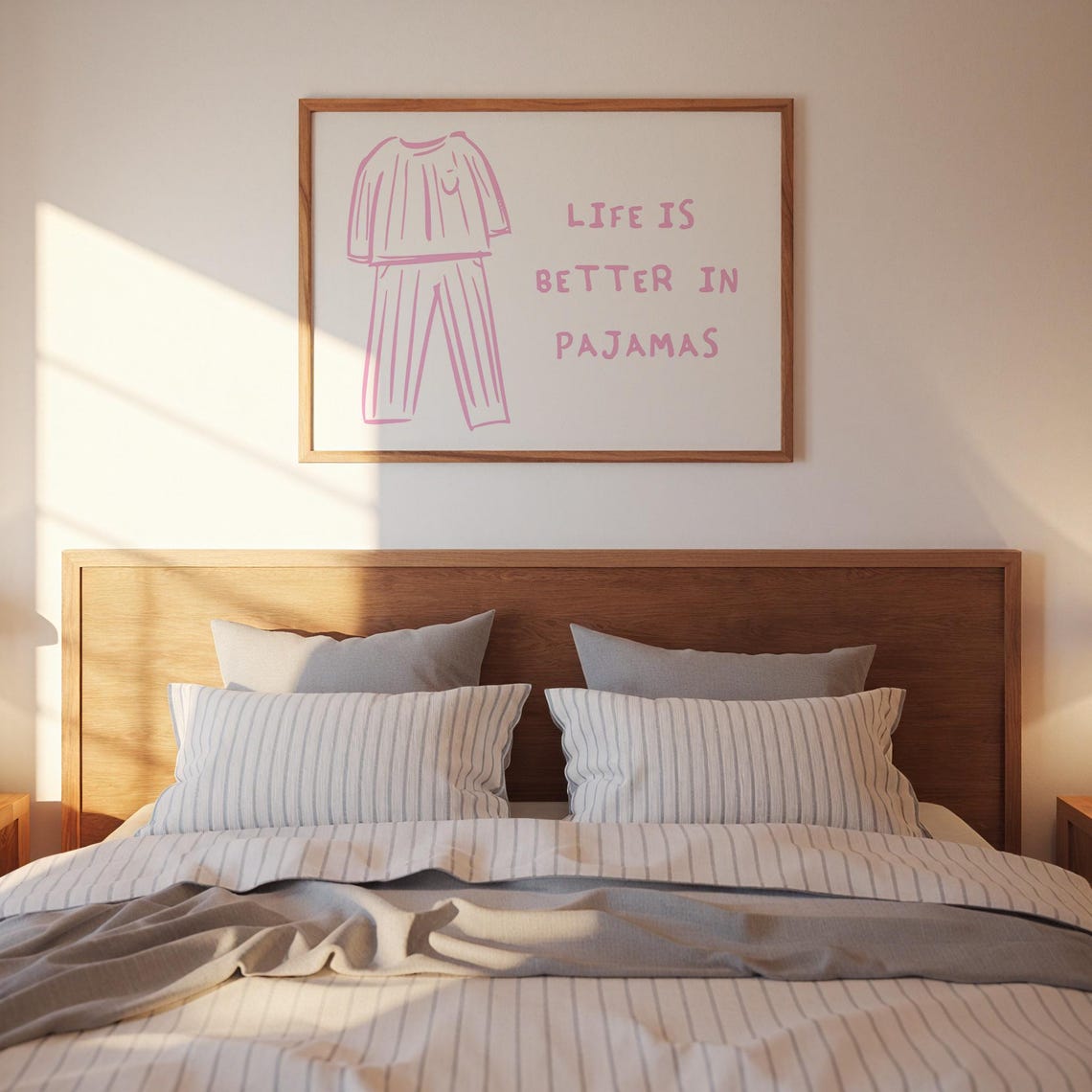 Life Is Better in Pajamas Pink Pajama Set Bedroom Dorm Wall Poster - Image 3