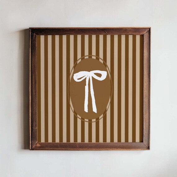 Coquette Bow Striped Vintage Ribbon French Oval Art Wall Poster