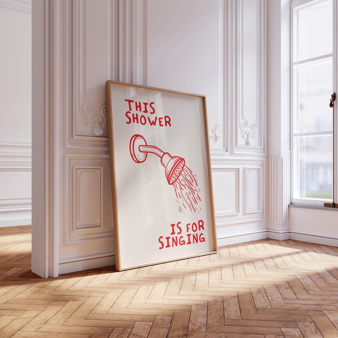 Funny This Shower Is For Singing Red Showerhead Bathroom Print - Image 2
