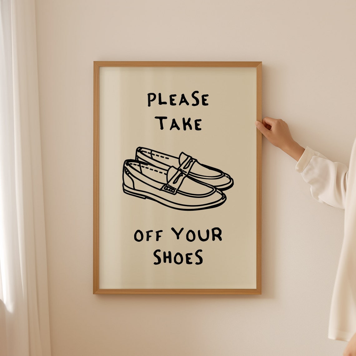 Please Take Off Your Shoes Black Boat Shoe House Rules Art Poster - Image 5