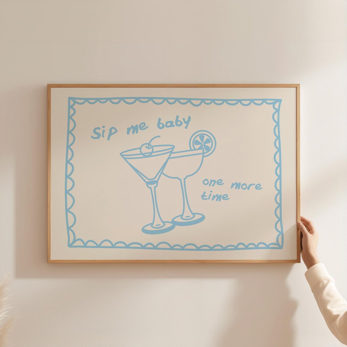 Sip Me Baby Cocktail Martini Retro Blue Bar Cart Wall Poster - Image 3