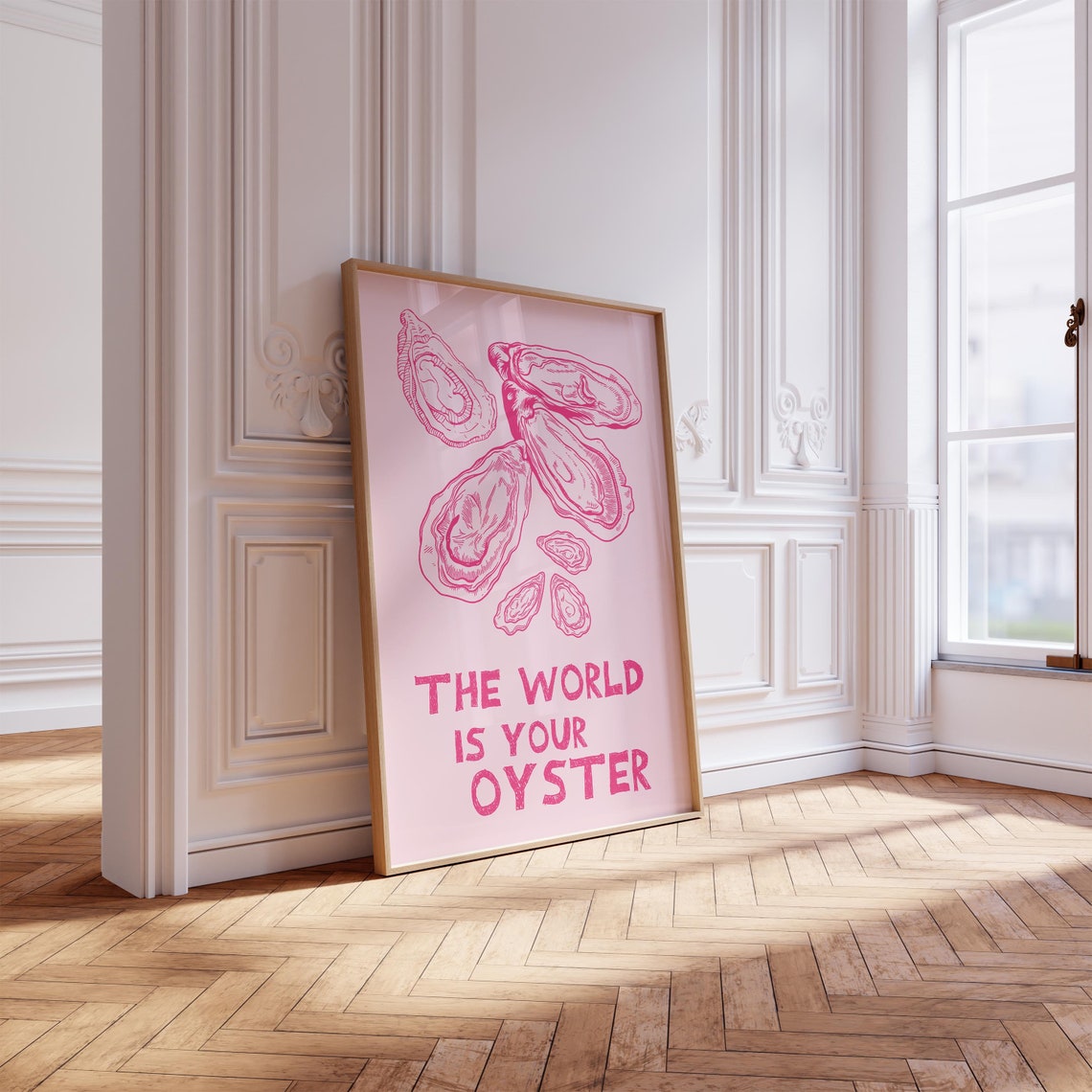 The World Is Your Oyster Pink Kitchen Quote Art Kitchen Decor Poster - Image 3