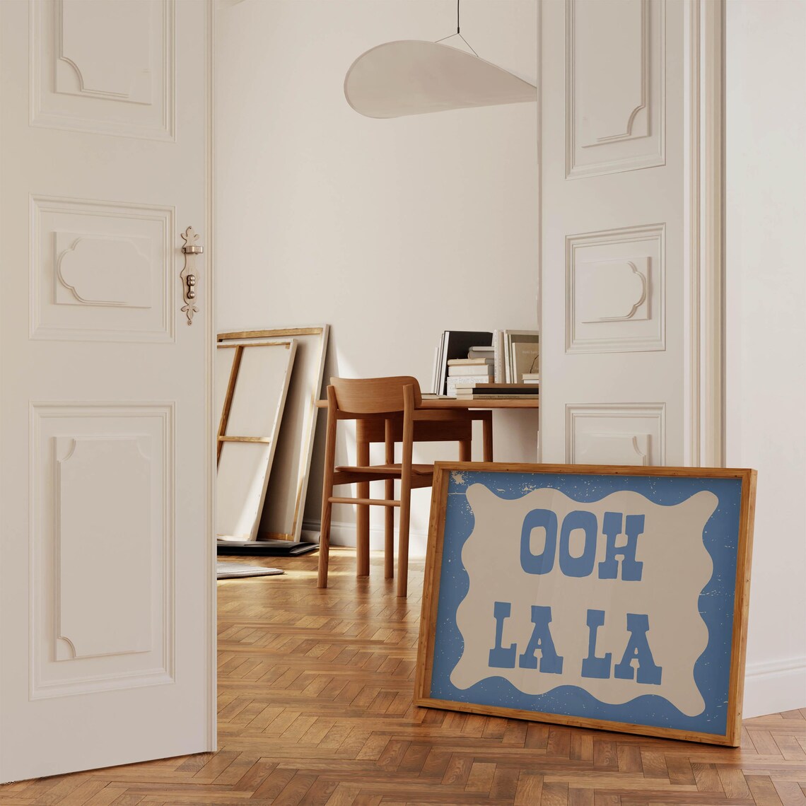 Sassy Ooh La La French Quote Blue Wavy Border Retro Wall Art - Image 2