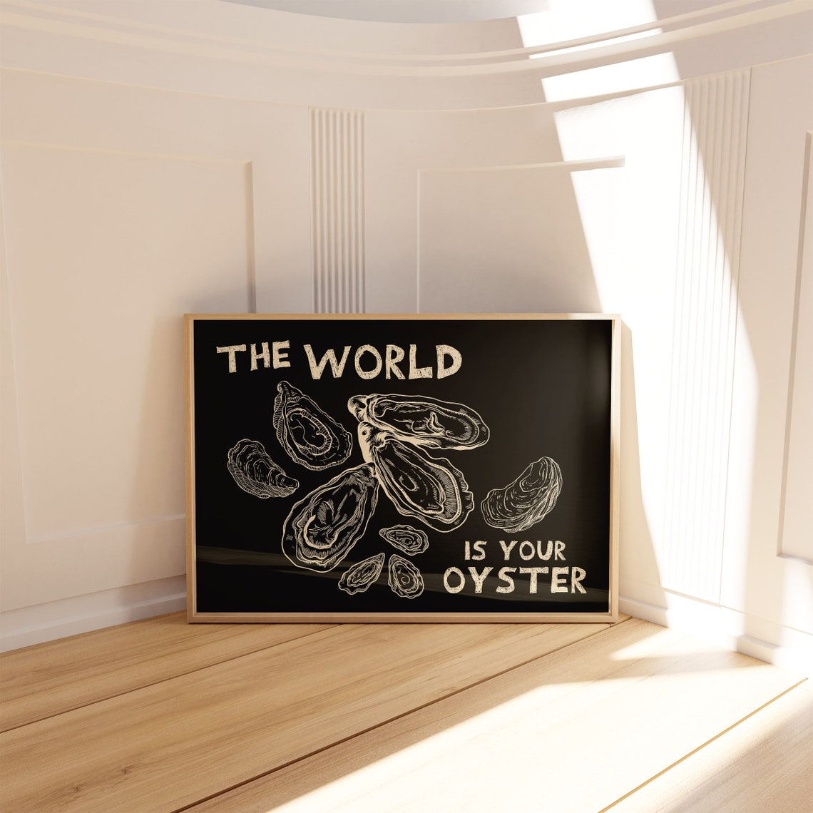 The World Is Your Oyster Black Cream Chalkboard Oyster Art Poster - Image 3