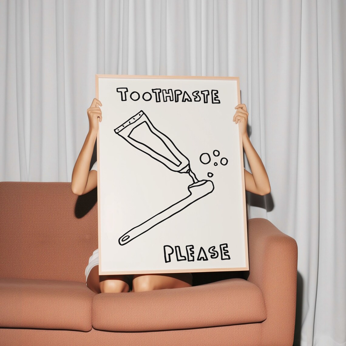 Toothpaste Print, Minimalist Bathroom Typography Poster - Image 2