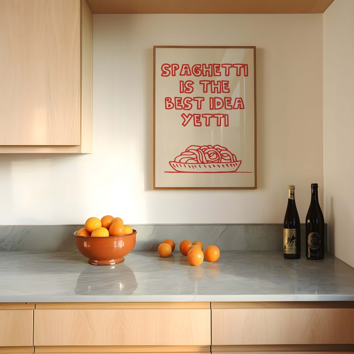 Spaghetti Is the Best Idea Yetti Red Pasta Bowl Kitchen Wall Poster - Image 4