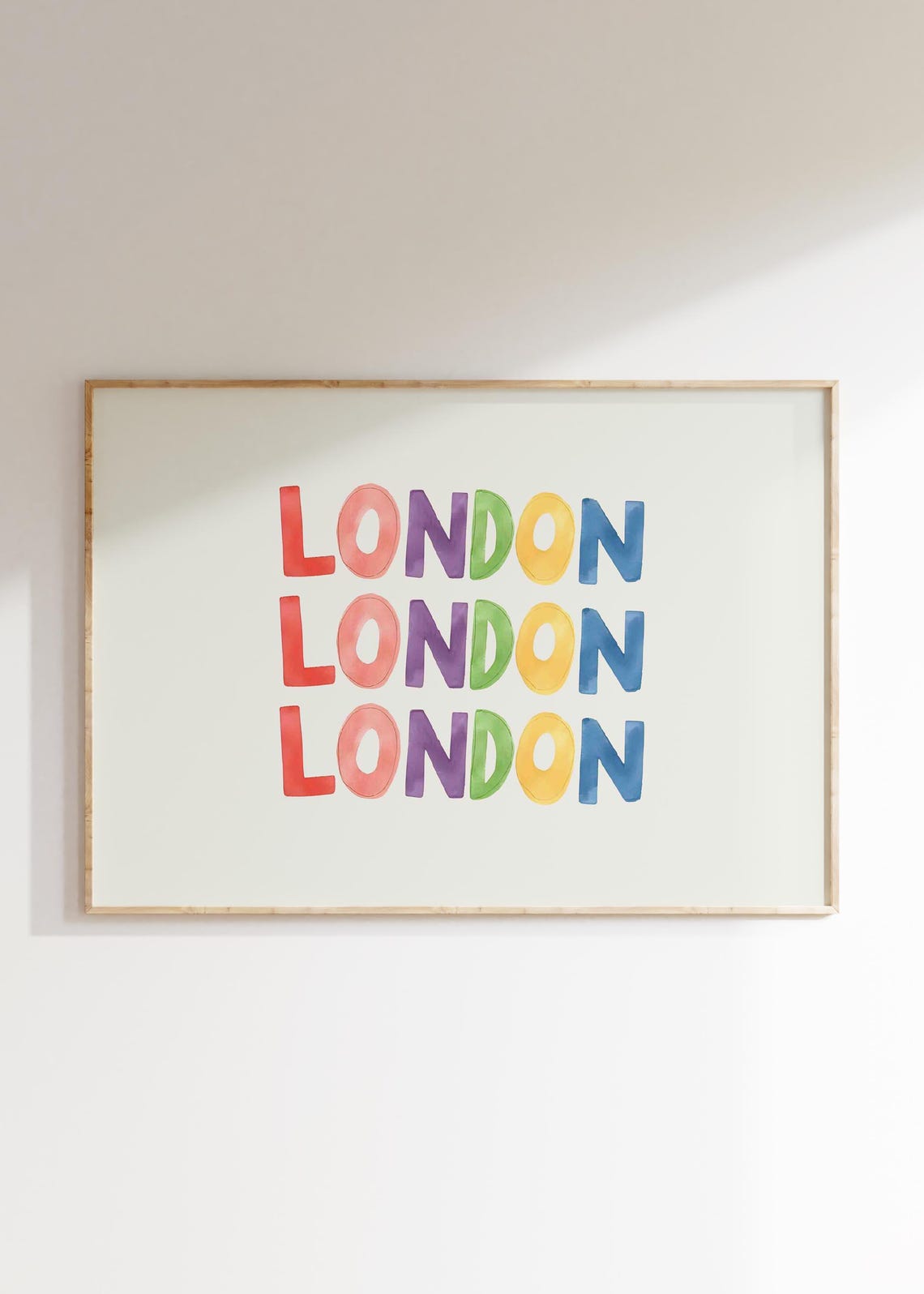 London Colorful Watercolor Typography Poster Triple Repeat Design