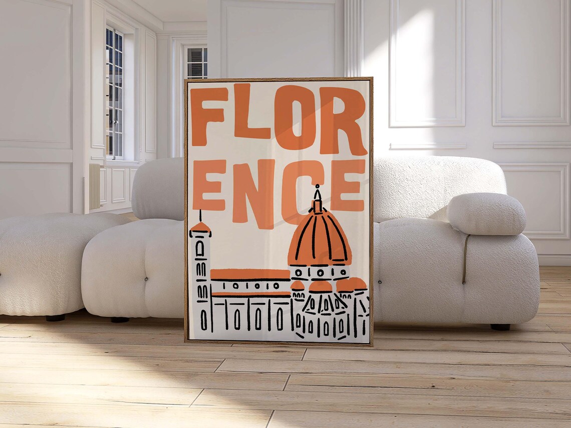 Florence Modern Travel Poster, Minimalist Skyline Art Print - Image 3