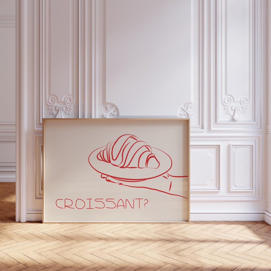 Croissant Poster French Food Print Trendy Horizontal Kitchen Wall Art Retro Print Croissant Art Print Vintage Food Print Wall Art - Image 4