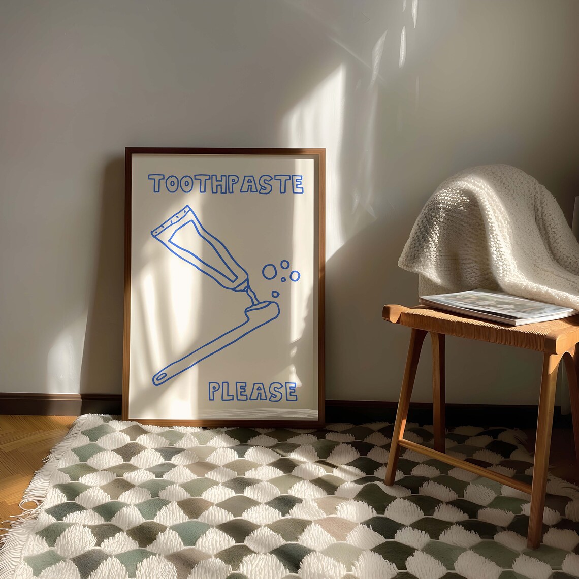 Toothpaste Print Cute Bathroom Print Aesthetic Bathroom Decor Minimalist Bathroom Poster Trendy Home Decor Typography Print Blue Wall Art - Image 2