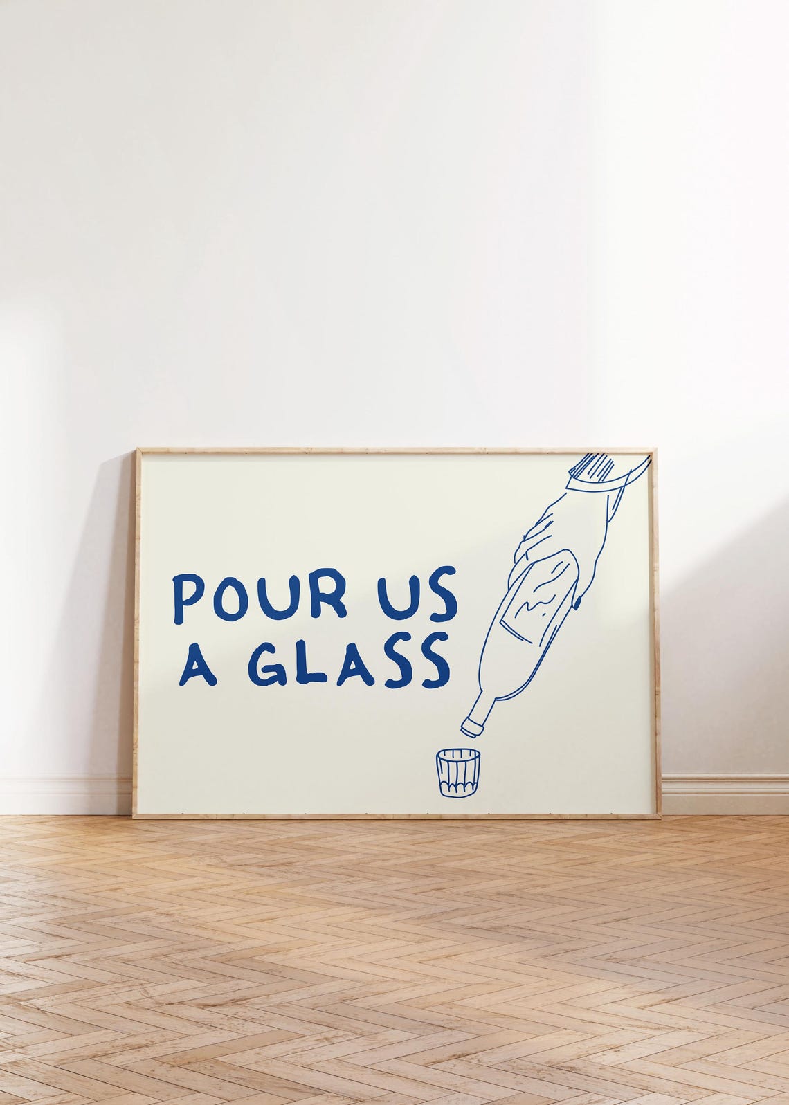 Pour Us A Glass Funny Wine Hand Drawn Kitchen Bar Quote Poster - Image 2