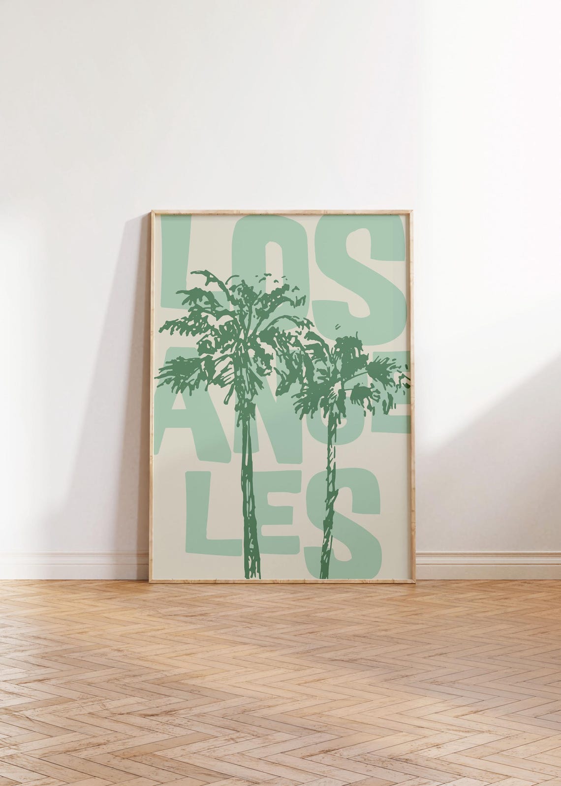 Los Angeles Palm Trees Vintage Green Retro Travel Wall Poster - Image 3