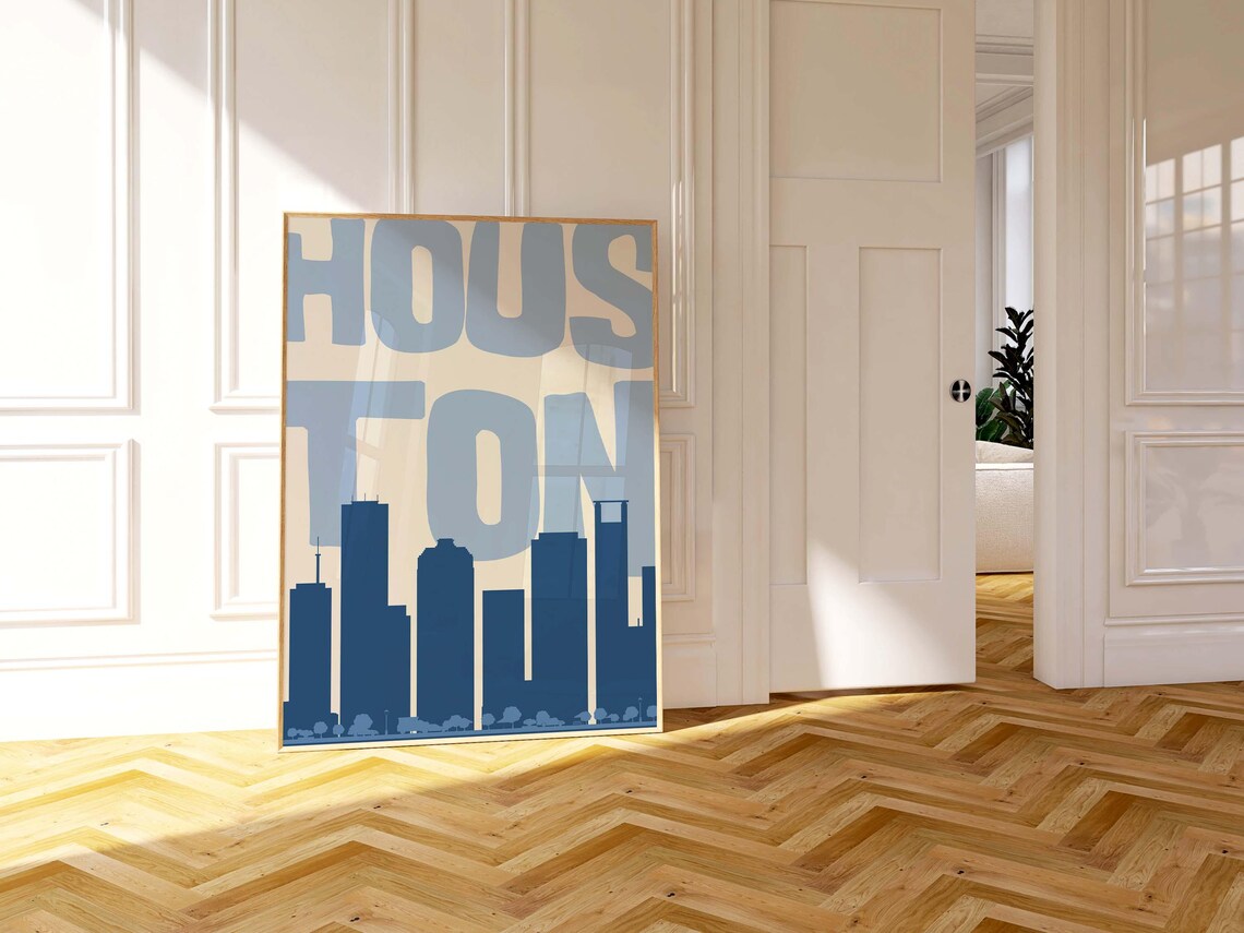 Houston Vintage Retro Minimalist Art Print - Image 3