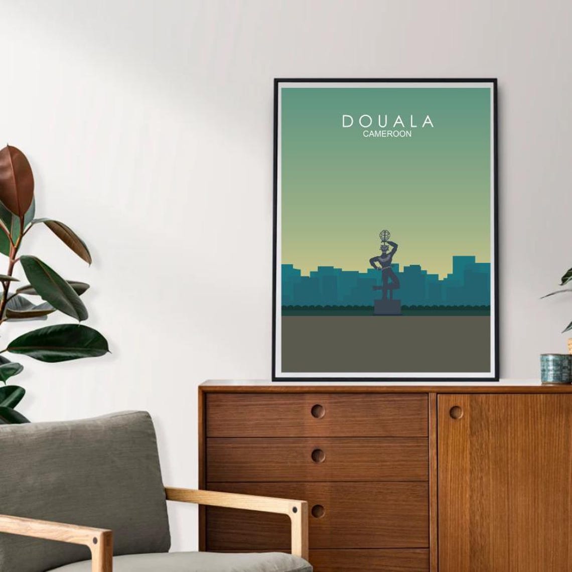 Douala Cameroon Minimalist Monument Skyline Retro Travel Poster - Image 3