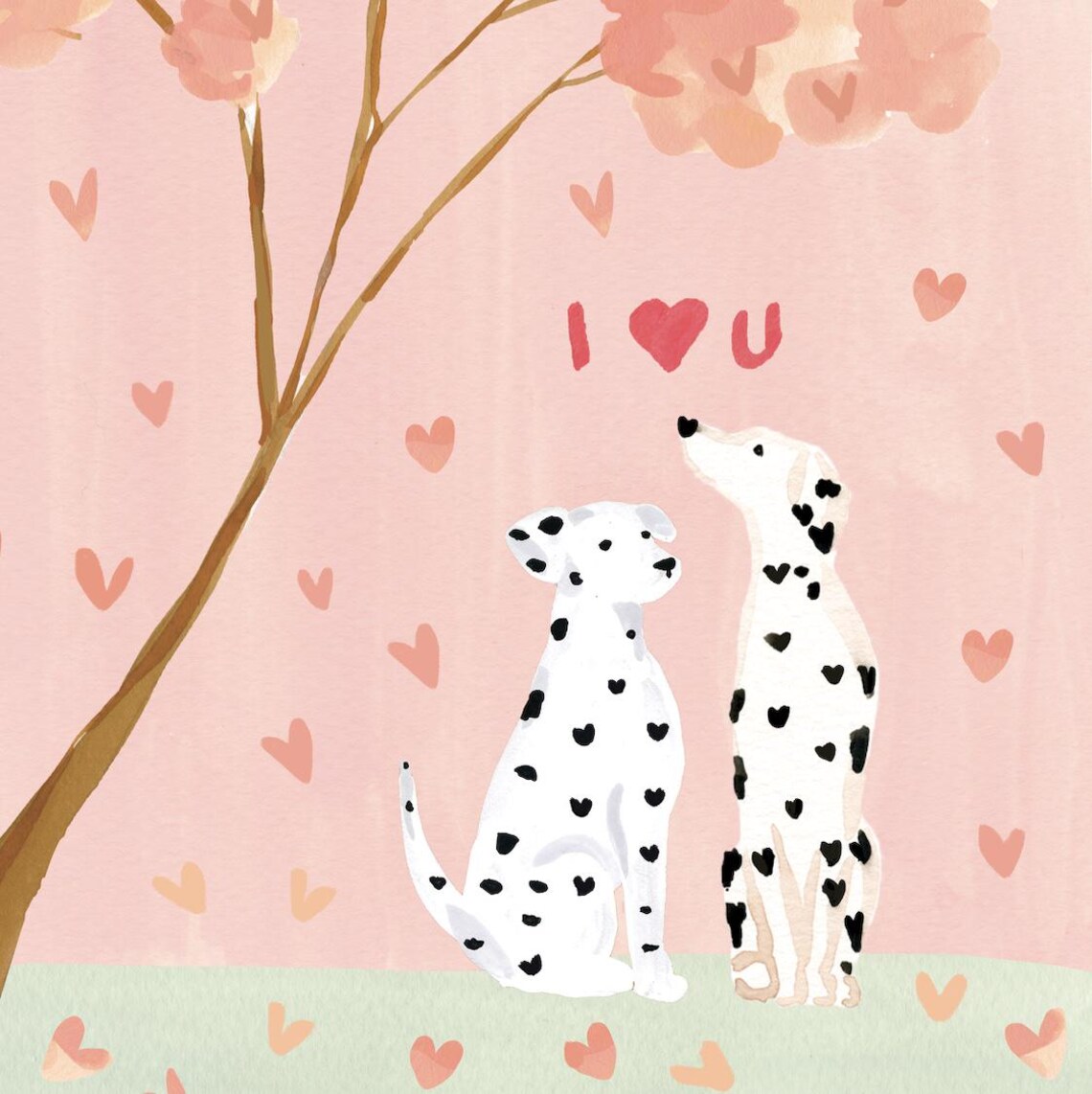 Dalmatian Love Under Cherry Blossoms, Valentine Art Print - Image 2