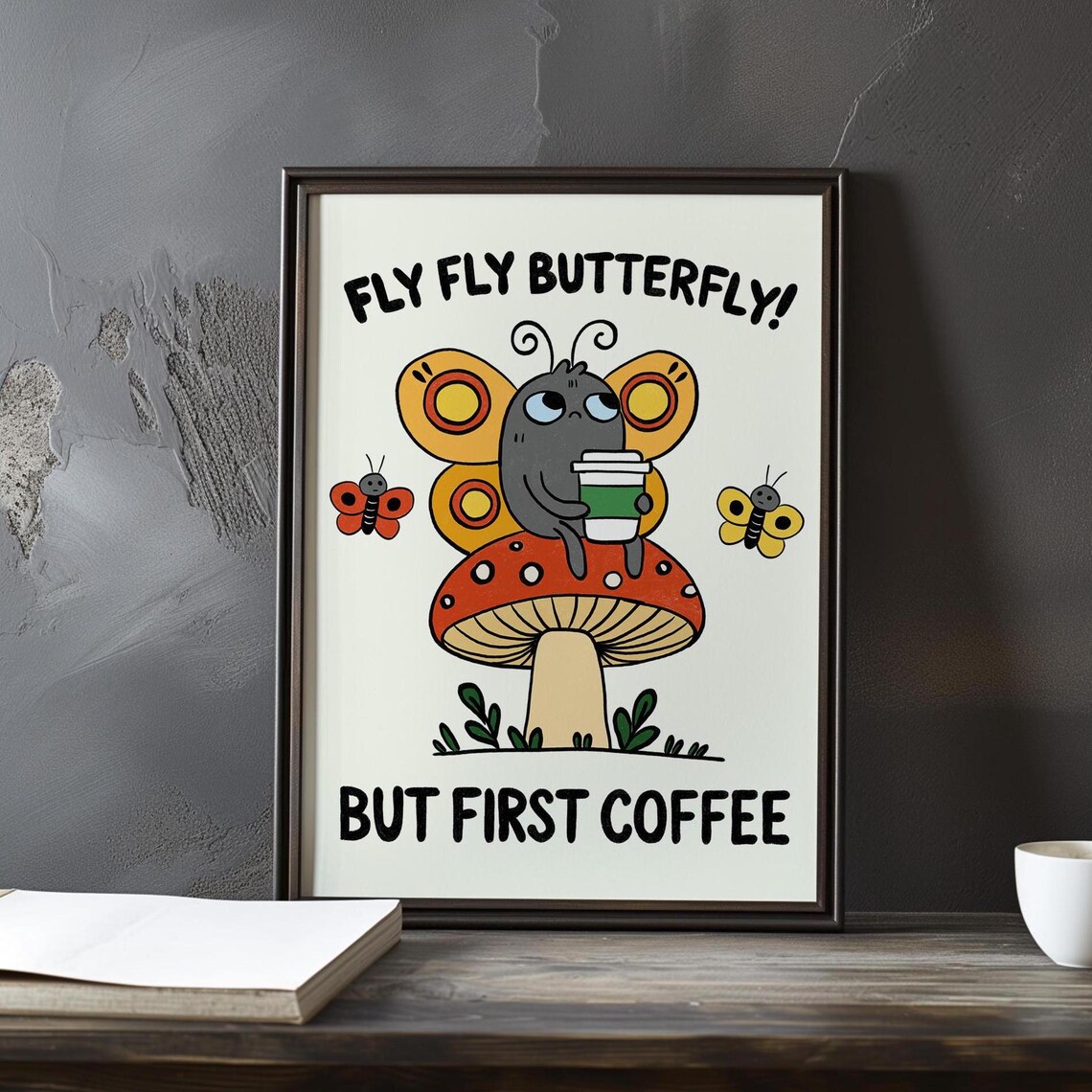 Coffee Hand Drawn Retro Kitchen Print Fun Illustration Trendy Decor Lover Wall Art Cafe Poster Mr2