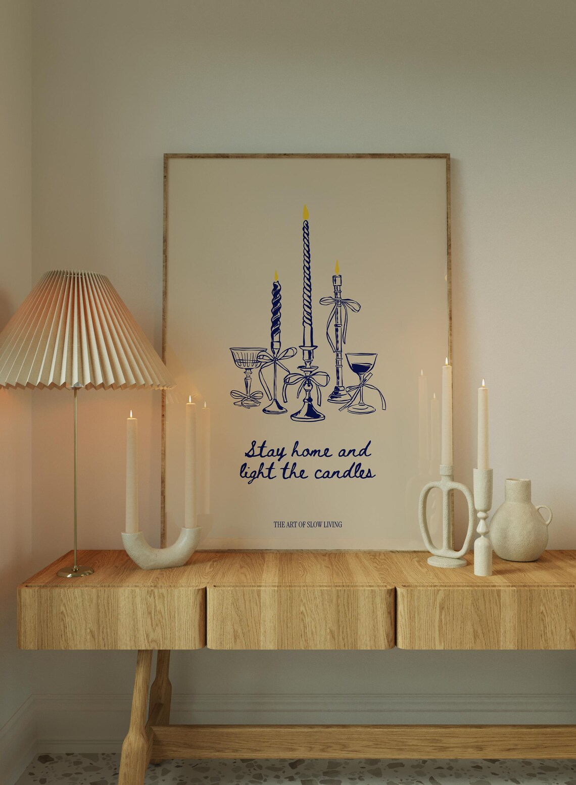 Stay Home Light The Candles Art Print, Coquette Decor