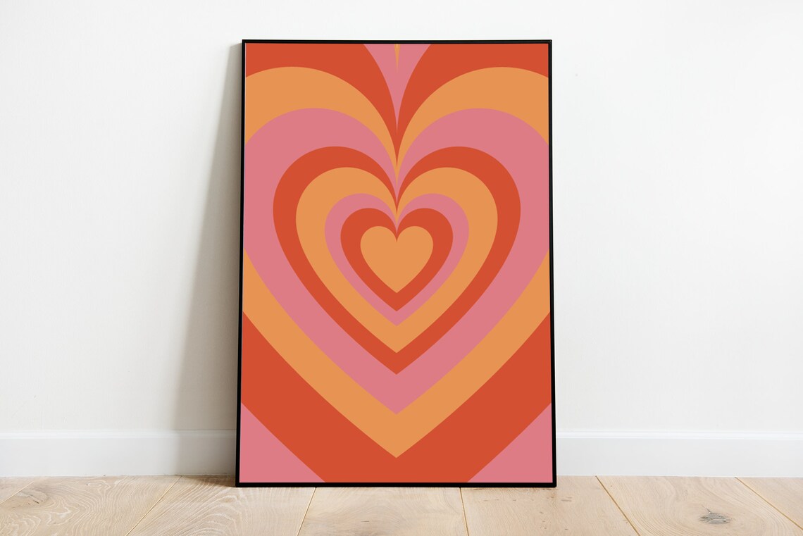 Groovy Psychedelic Heart, Retro Vintage Art Print