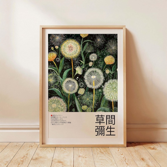 Yayoi Kusama Dandelions Art Print, Polka Dot Decor