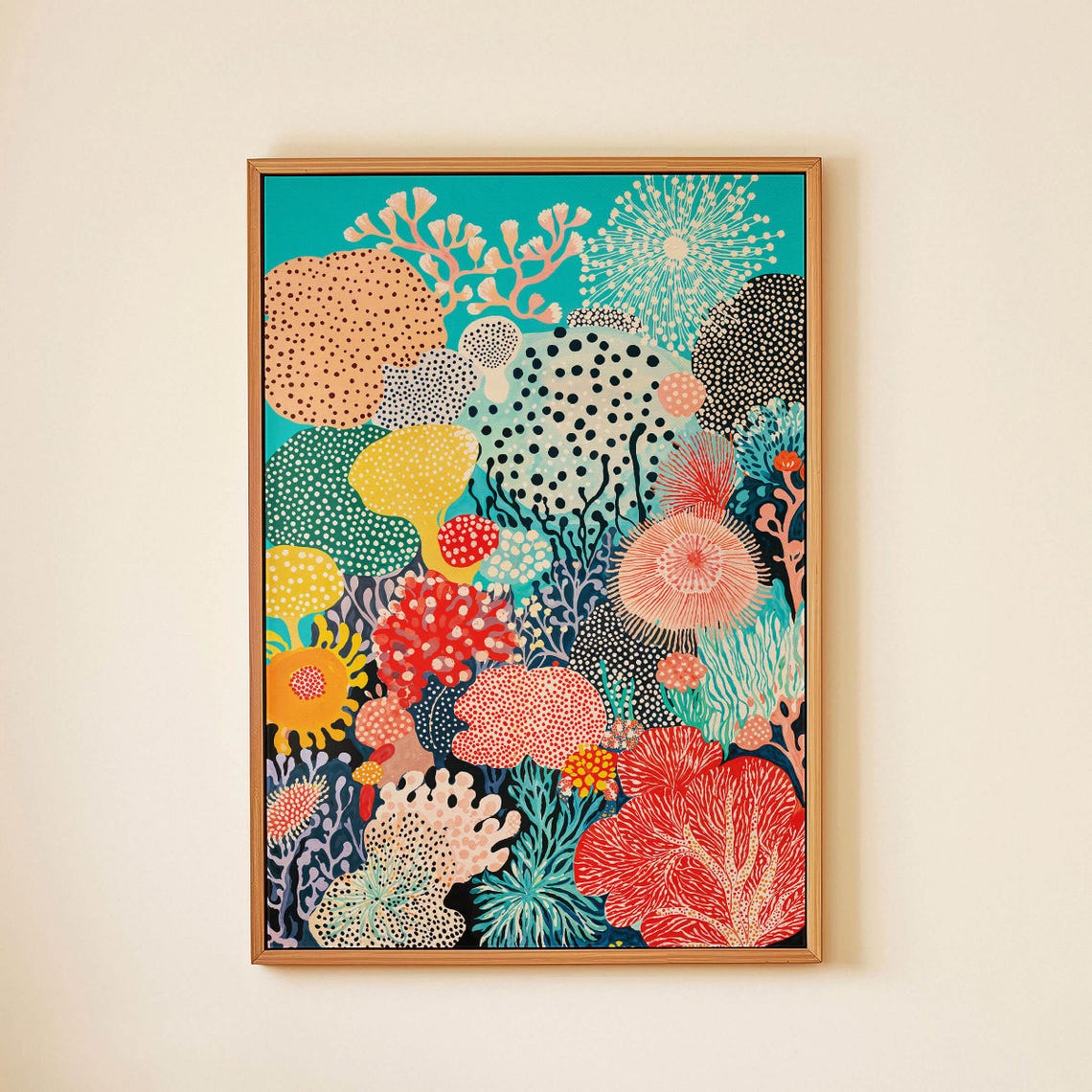 Yayoi Kusama Dotted Coral Reef Underwater Fantasy Mid Century Poster