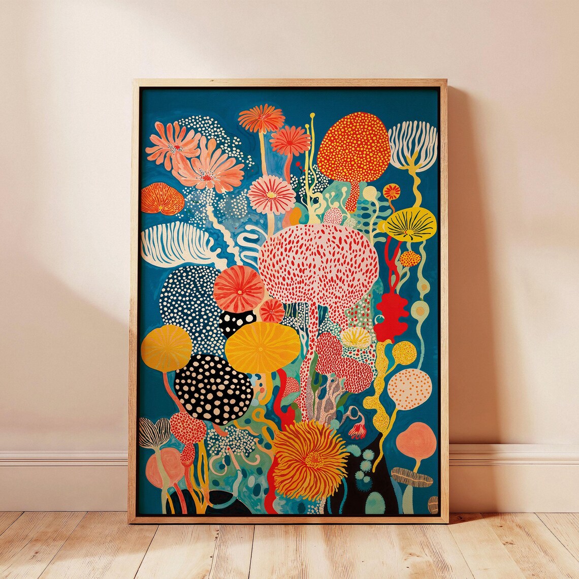 Yayoi Kusama-Inspired Botanical Polka Art Poster