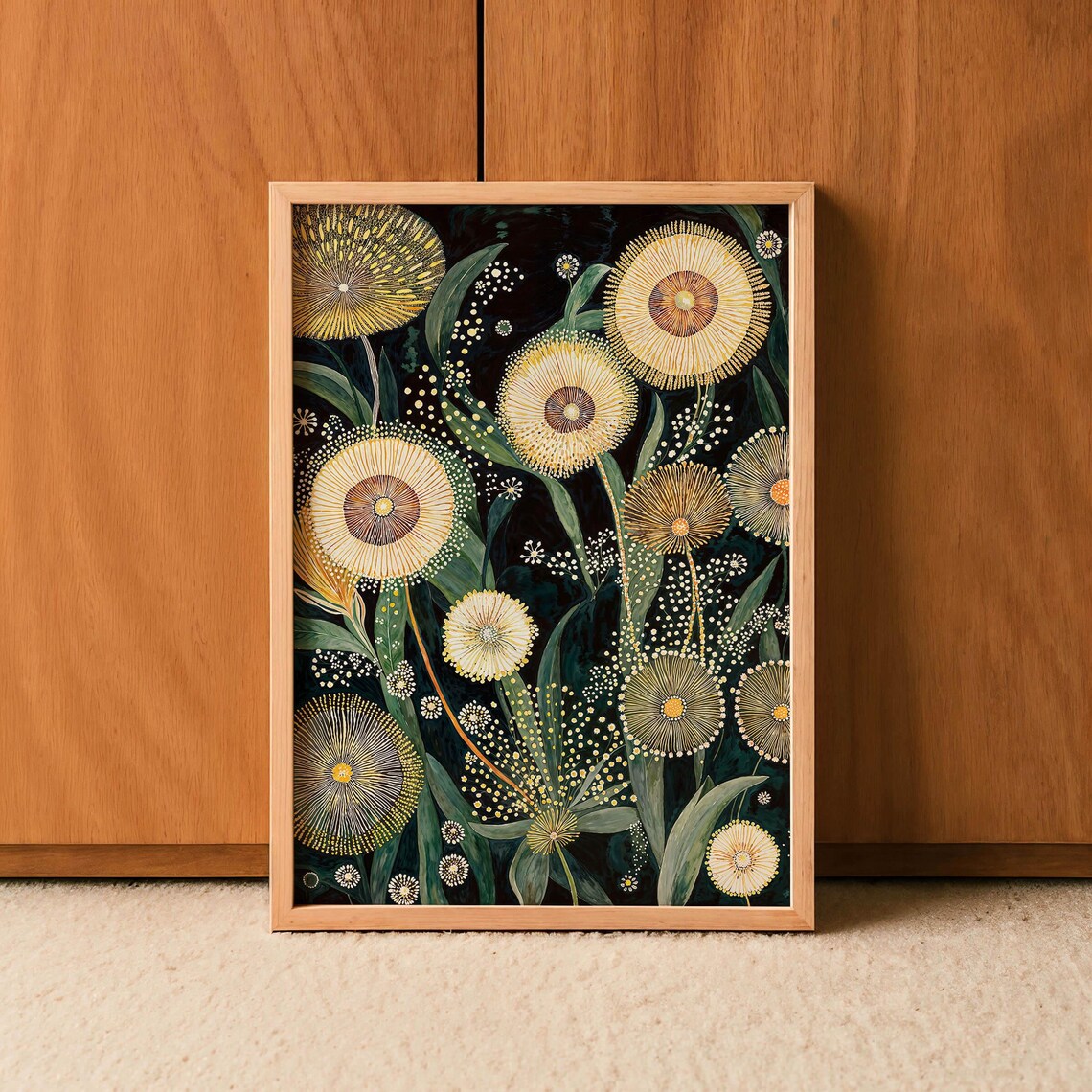 Dandelion Botanical Poster, Japandi Floral Decor
