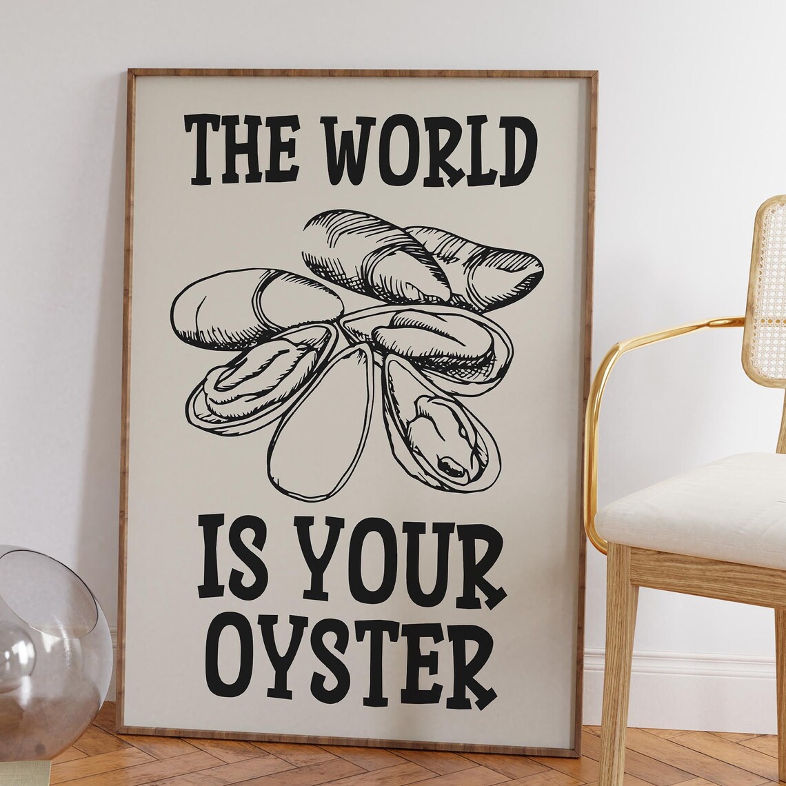 The World Is Your Oyster Black Seafood Kitchen Kitchen Decor Poster - Image 5