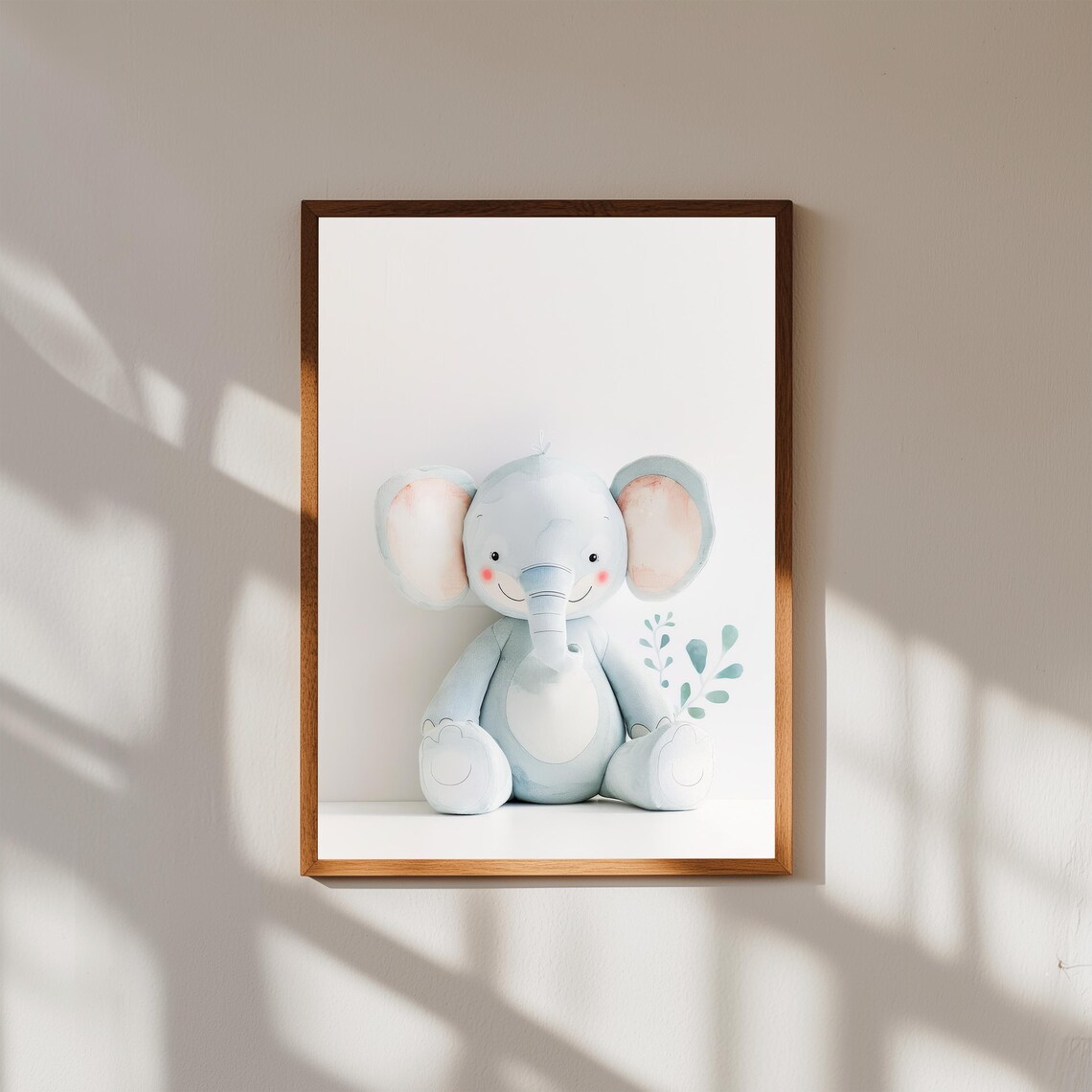Sweet Baby Elephant Soft Watercolor Nursery Animal Decor Poster