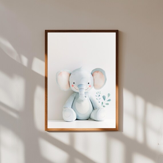 Baby Elephant Watercolor Print Nursery Animal Wall Art